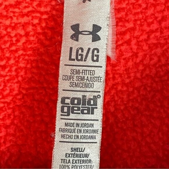 Under Armour Cold Gear Pullover Hoodie Semi Fitted Sz Large Orange with Pocket - Picture 9 of 13